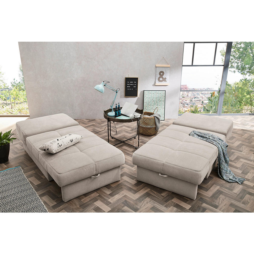 Thumbnail - Recamiere beige Microfaser B/H/T: ca. 93x205x78 cm