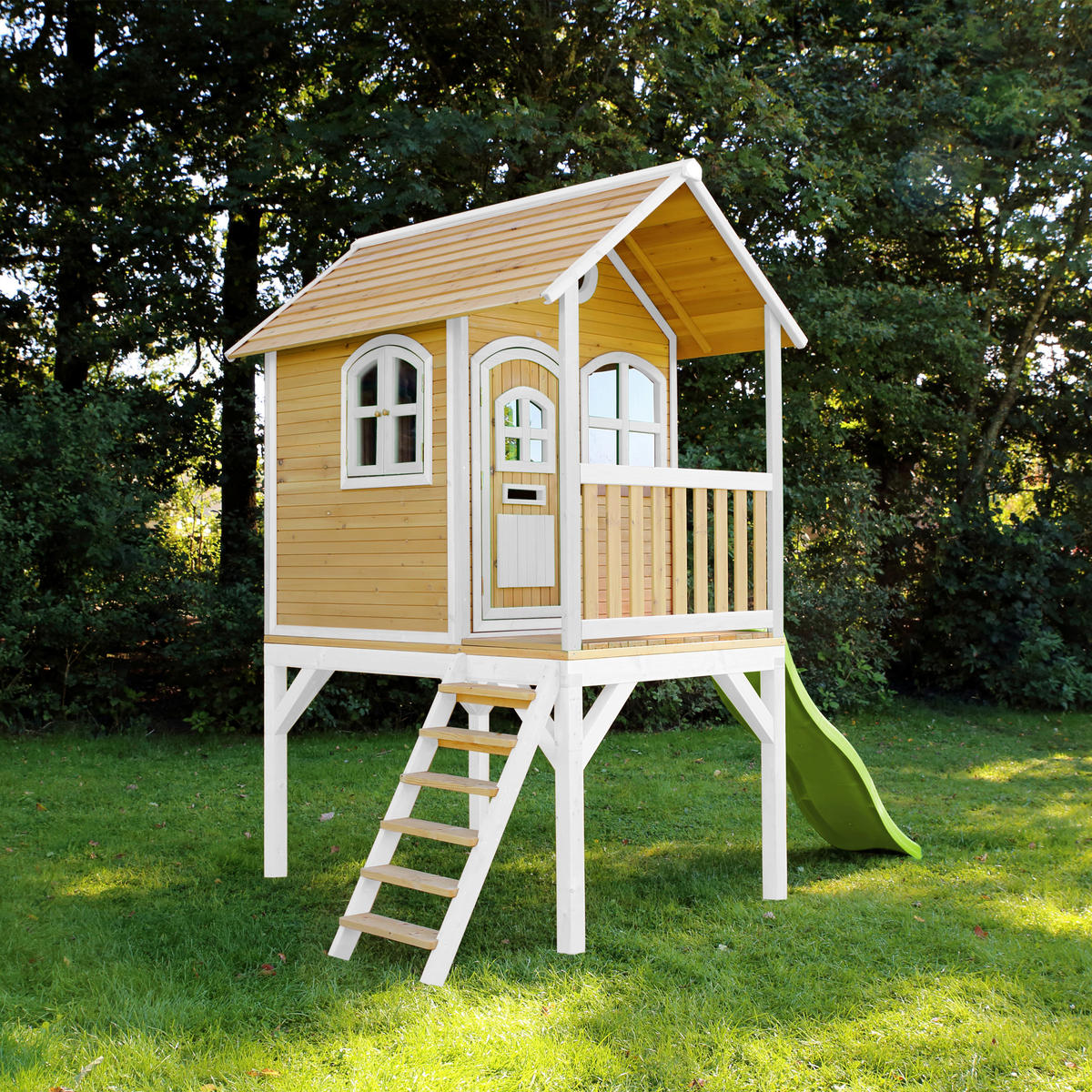 AXI Spielhaus Laura weiß B/H/L: ca. 318x272x191 cm Laura - braun/weiß (191,00/318,00/272,00cm) - AXI