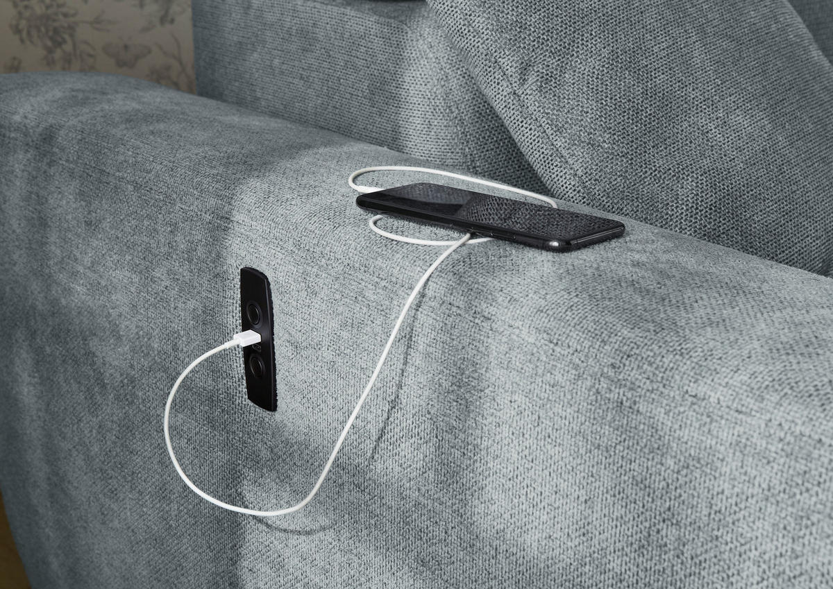 Funktionsecke grau Microfaser B/H/T: ca. 296x105x200 cm Domino_Funktionsecke - schwarz/grau (296,00/105,00/200,00cm)