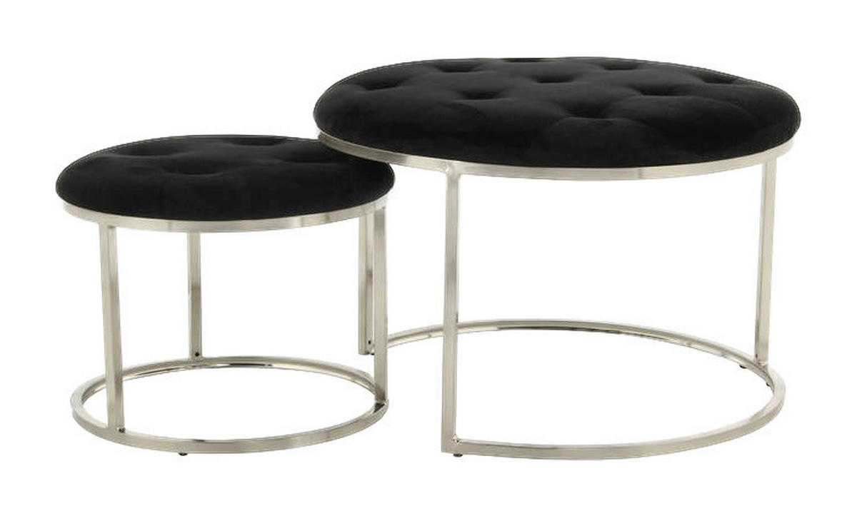 360 Living Hocker Becky 800 2er schwarz silber Samt Metall H/D: ca. 41x60 cm Becky 800 2er - schwarz/silber (60,00/41,00cm) - 360 Living