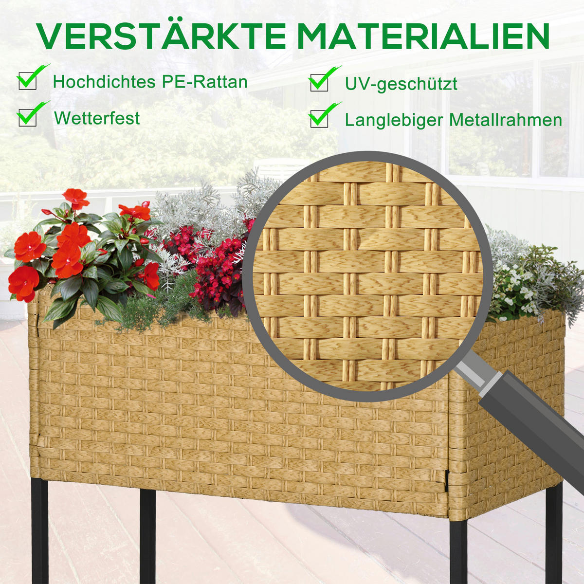 Outsunny Hochbeet sand Metall B/H/L: ca. 30x70x70 cm Hochbeet - sand (70,00/30,00/70,00cm) - Outsunny