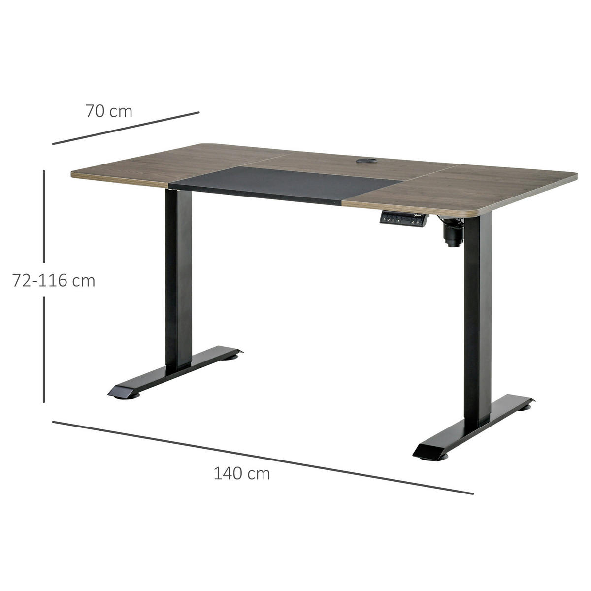 Schreibtisch 920-071V90BK natur Holz Nachbildung schwarz B/H/T: ca. 140x116x70 cm 920-071V90BK - natur/schwarz (140,00/116,00/70,00cm) - Vinsetto