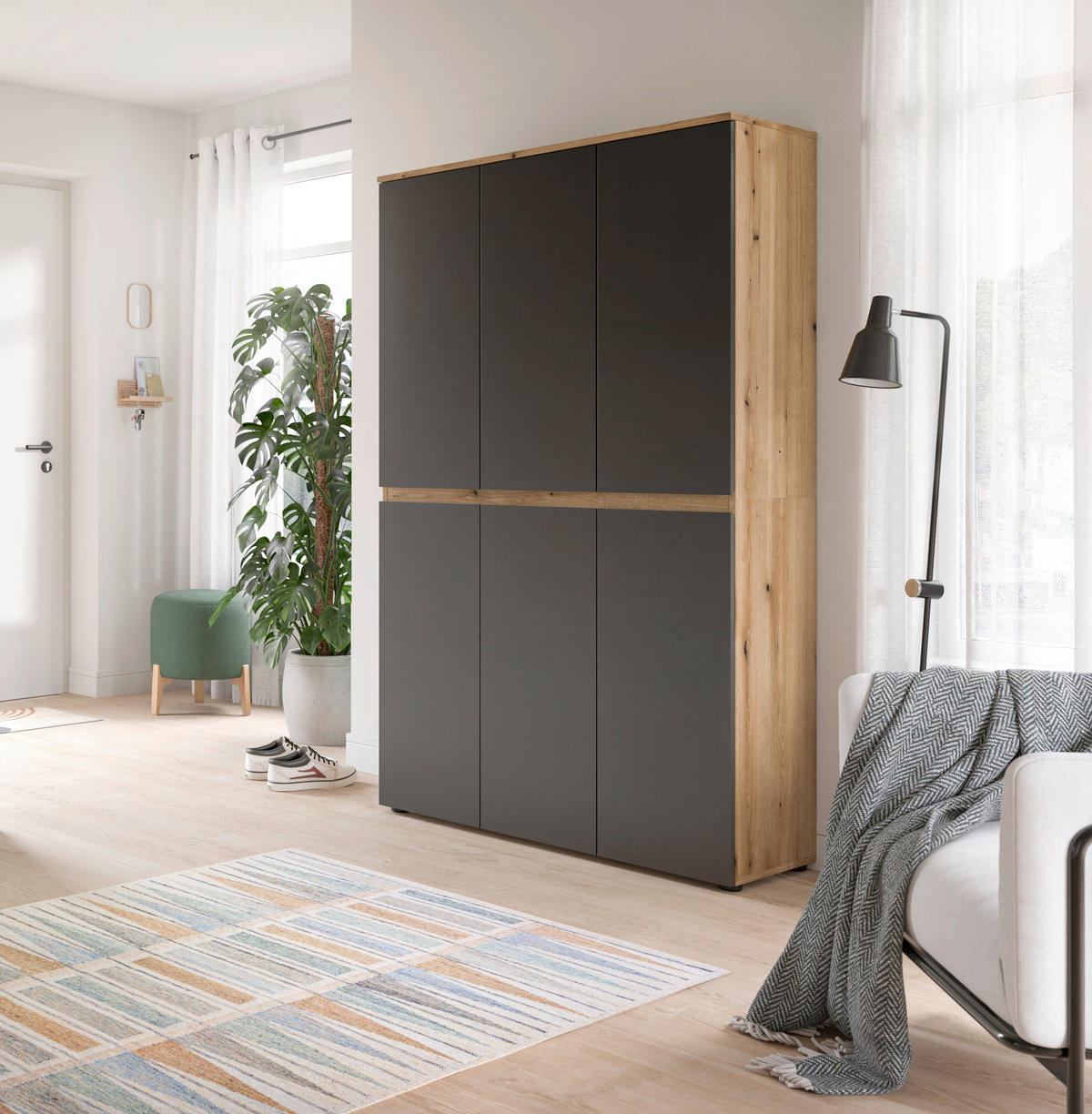 Schrank SCARPA Evoke Oak Nachbildung anthrazit B/H/T: ca. 105x175x37 cm SCARPA - anthrazit (105,00/175,00/37,00cm) - xonox.home