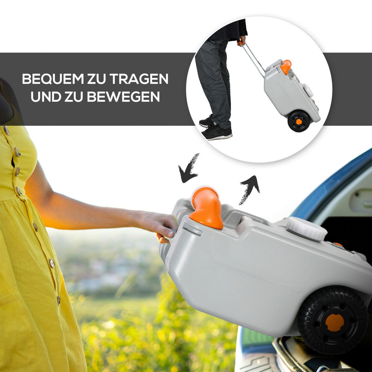 Outsunny Abwasser Rolltank B/H/L: ca. 26x53x33 cm Abwasser Rolltank 22l - grau (33,00/26,00/53,00cm) - Outsunny