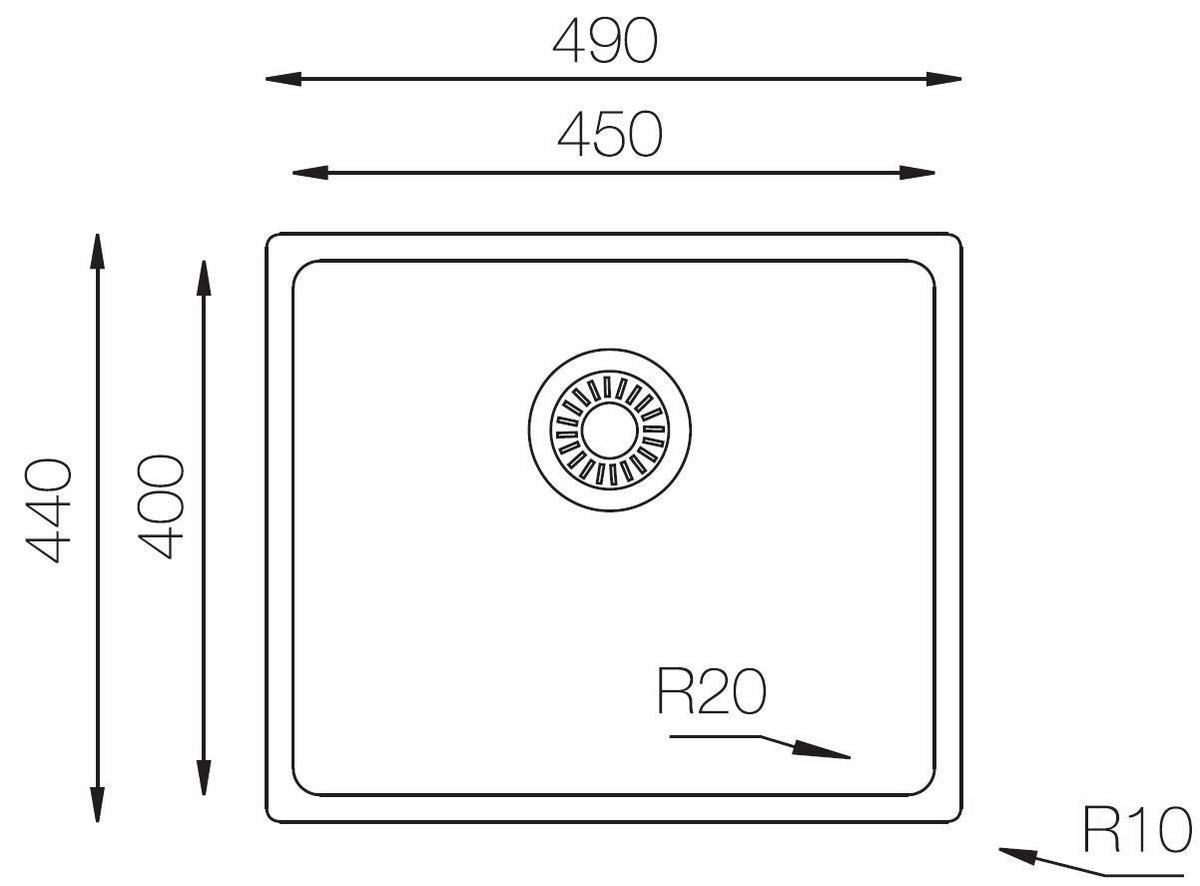 Respekta Einbauspüle Detroit 49 x 44 Edelstahl B/H/T: ca. 44x49x22,5 cm Detroit 49 x 44 - Edelstahl (44,00/49,00/22,50cm) - Respekta