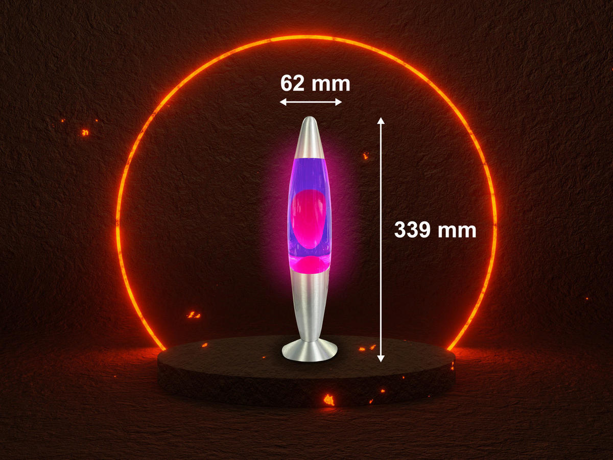 HWH LED-Lavalampe lila pink Aluminium Glas H/D: ca. 34x62 cm LED-Lavalampe - lila/pink (62,00/34,00cm) - HWH