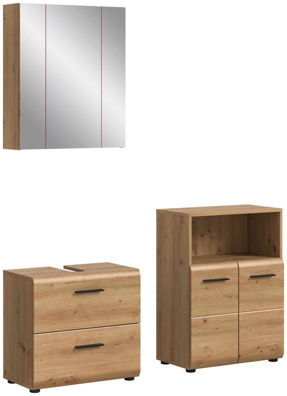 Badezimmer-Set Ice Artisan Oak Nachbildung B/H/T: ca. 135x185x30 cm Ice - (135,00/185,00/30,00cm) - xonox.home