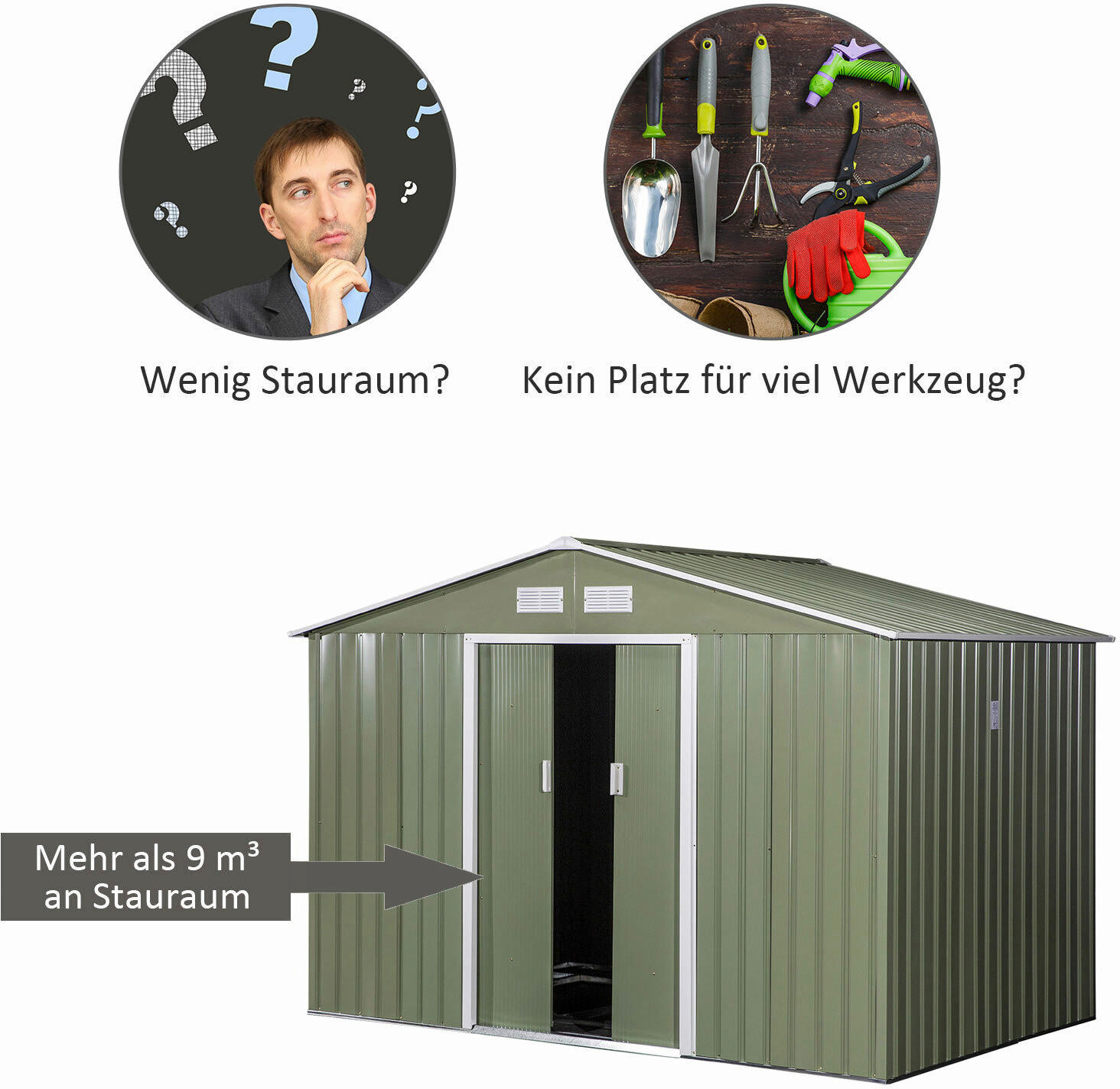 Outsunny Gartenschuppen grau Metall B/H/...