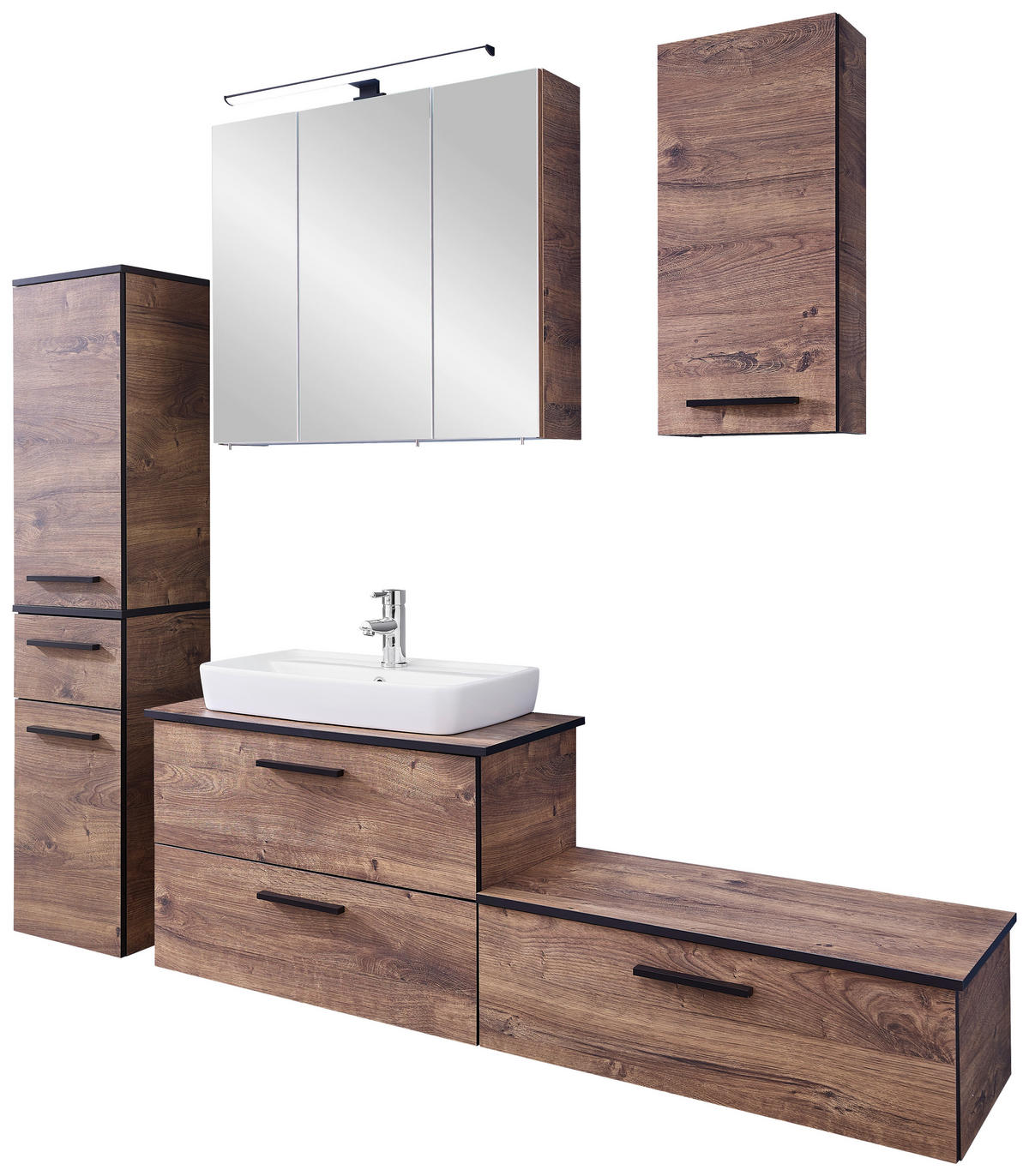 Badezimmer-Set Quickset 374 Eiche Ribeck Nachbildung B/H/T: ca. 142x200x44,5 cm Quickset 374 - Eiche (142,00/200,00/44,50cm) - Pelipal