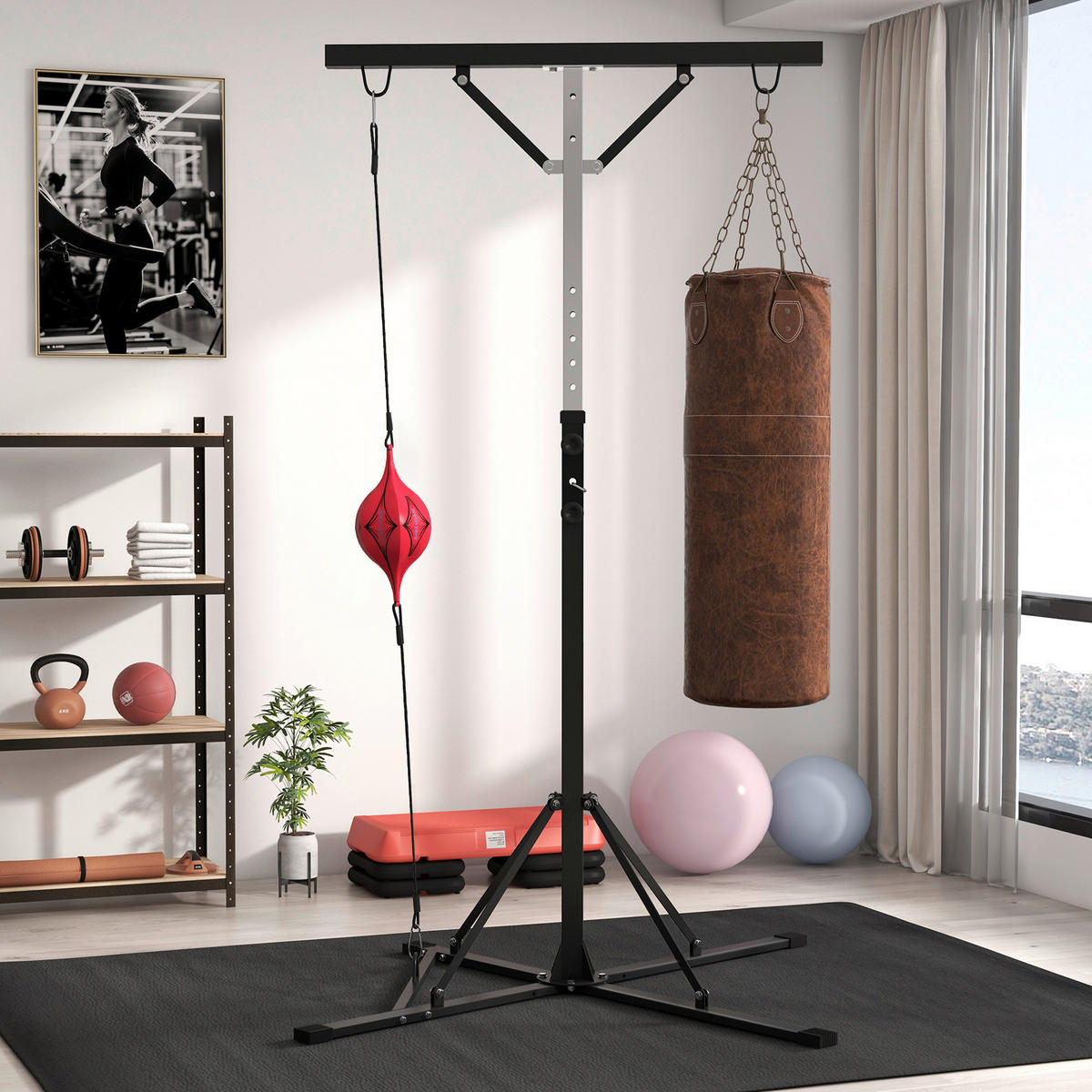 SPORTNOW Boxsackständer schwarz Stahl B/H/L: ca. 145x220x160 cm Boxsackständer - schwarz (160,00/145,00/220,00cm) - SPORTNOW