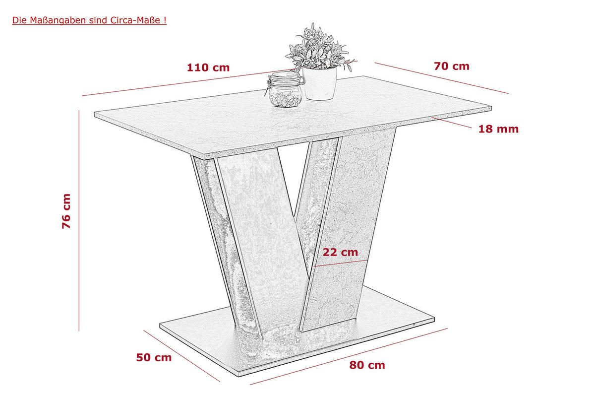 Essgruppe Elbe Holzwerkstoff B/H/T: ca. 110x76x70 cm Elbe - (110,00/76,00/70,00cm) - Hela