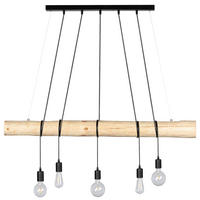 SPOT Light Pendelleuchte SP-69314504 Trabo Long rosenholz schwarz Kiefer Metall H/L/D: ca. 140x115x10 cm E27 5 Brennstellen Trabo Long - rosenholz/schwarz (10,00/140,00cm) - SPOT Light