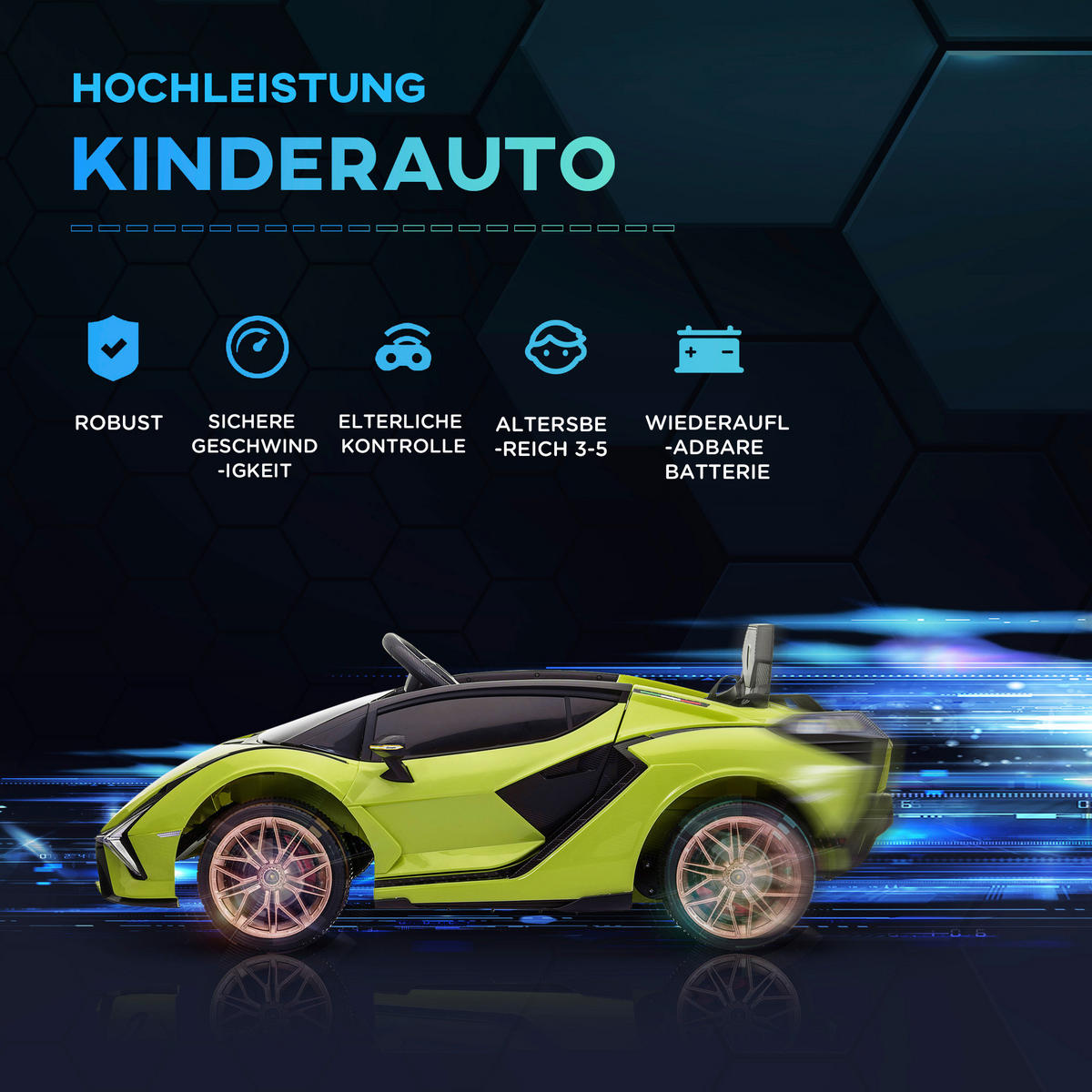 HOMCOM Kinder-Elektroauto grün B/H/L: ca. 62x40x108 cm Kinder-Elektroauto - grün (108,00/62,00/40,00cm) - HOMCOM