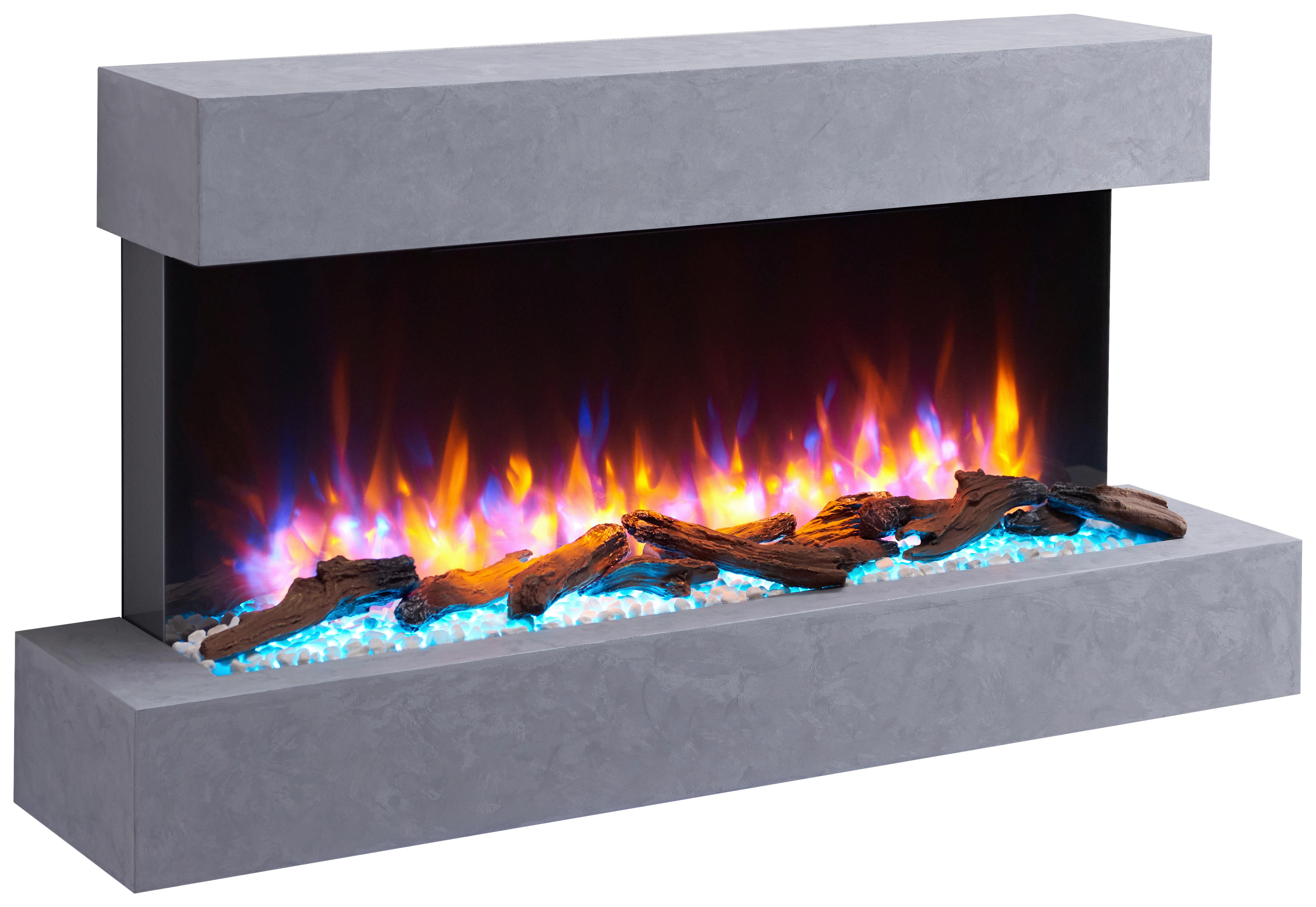 Balderia Wandkamin Ignis grau MDF B/H/T: ca. 110x57,3x25 cm ca. 2000 W Elekt.-Kamin Ignis EF197A-MT197C-CG - grau (110,00/57,30/25,00cm) - Balderia