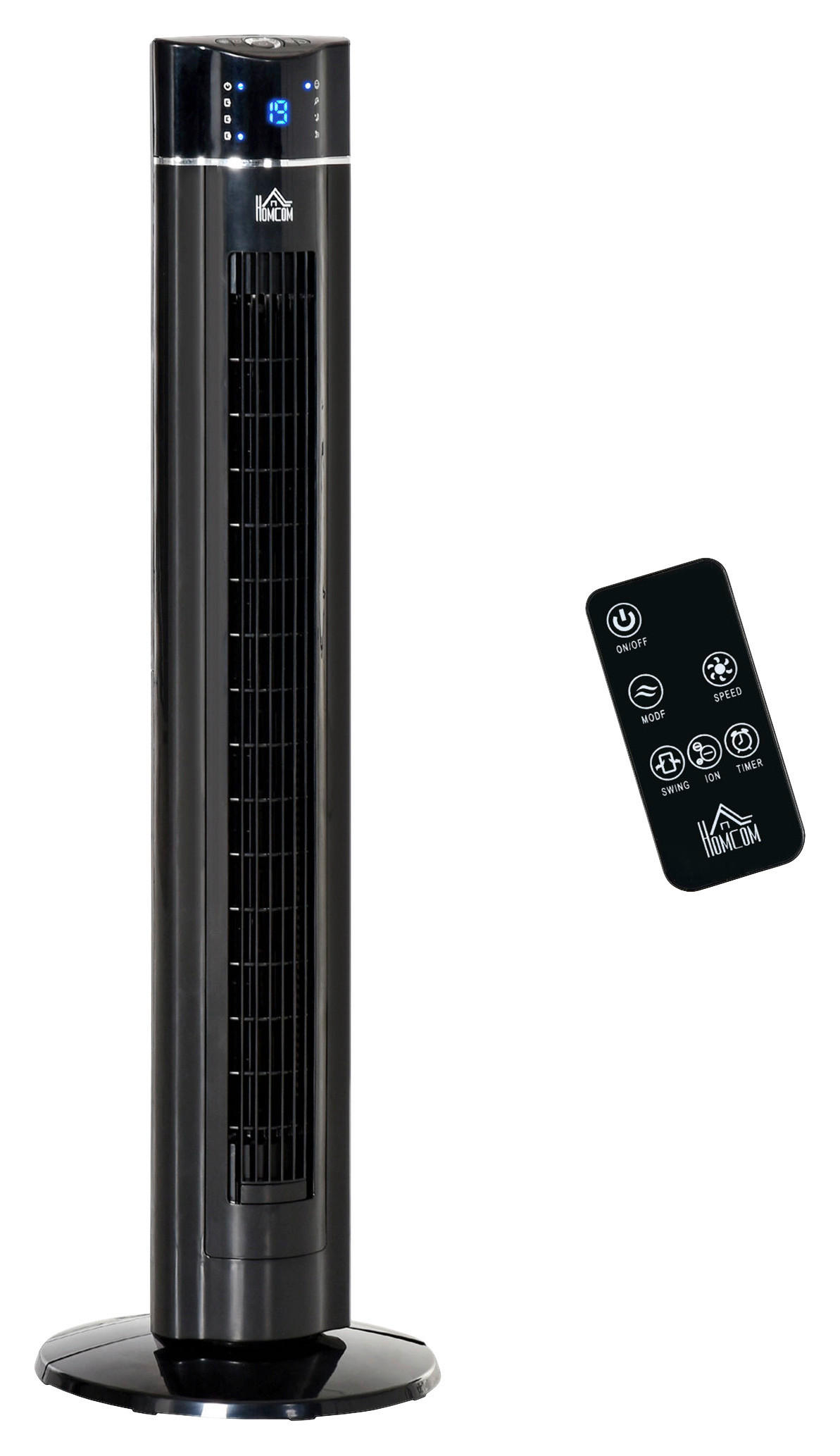 HOMCOM Ventilator schwarz Polypropylen Kunststoff Edelstahl B/H/L: ca. 32x32x106,8 cm Turmventilator - schwarz (106,80/32,00/32,00cm) - HOMCOM