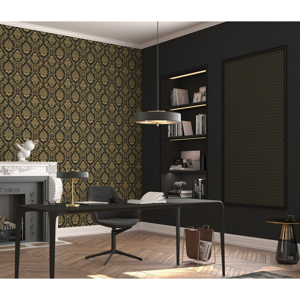 Thumbnail - Erismann Vliestapete Ornament schwarz gold B/L: ca. 53x1005 cm