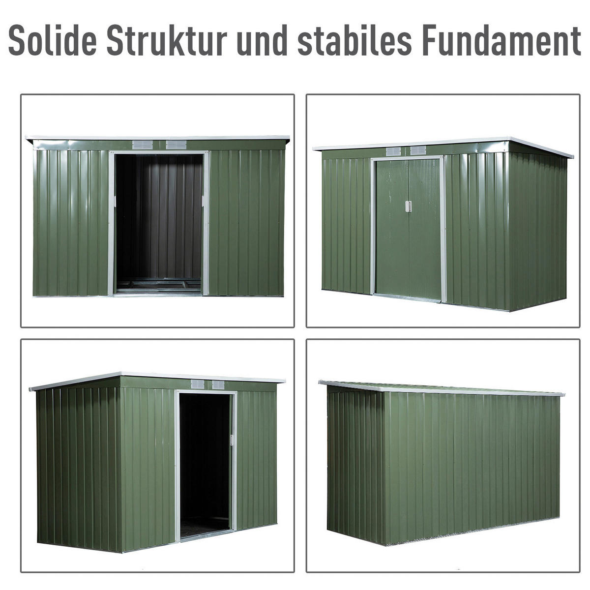 Outsunny Gartenschrank grün Stahl B/H/T: ca. 277x173x130 cm Gartenschrank mit Schiebetür - grün (277,00/173,00/130,00cm) - Outsunny