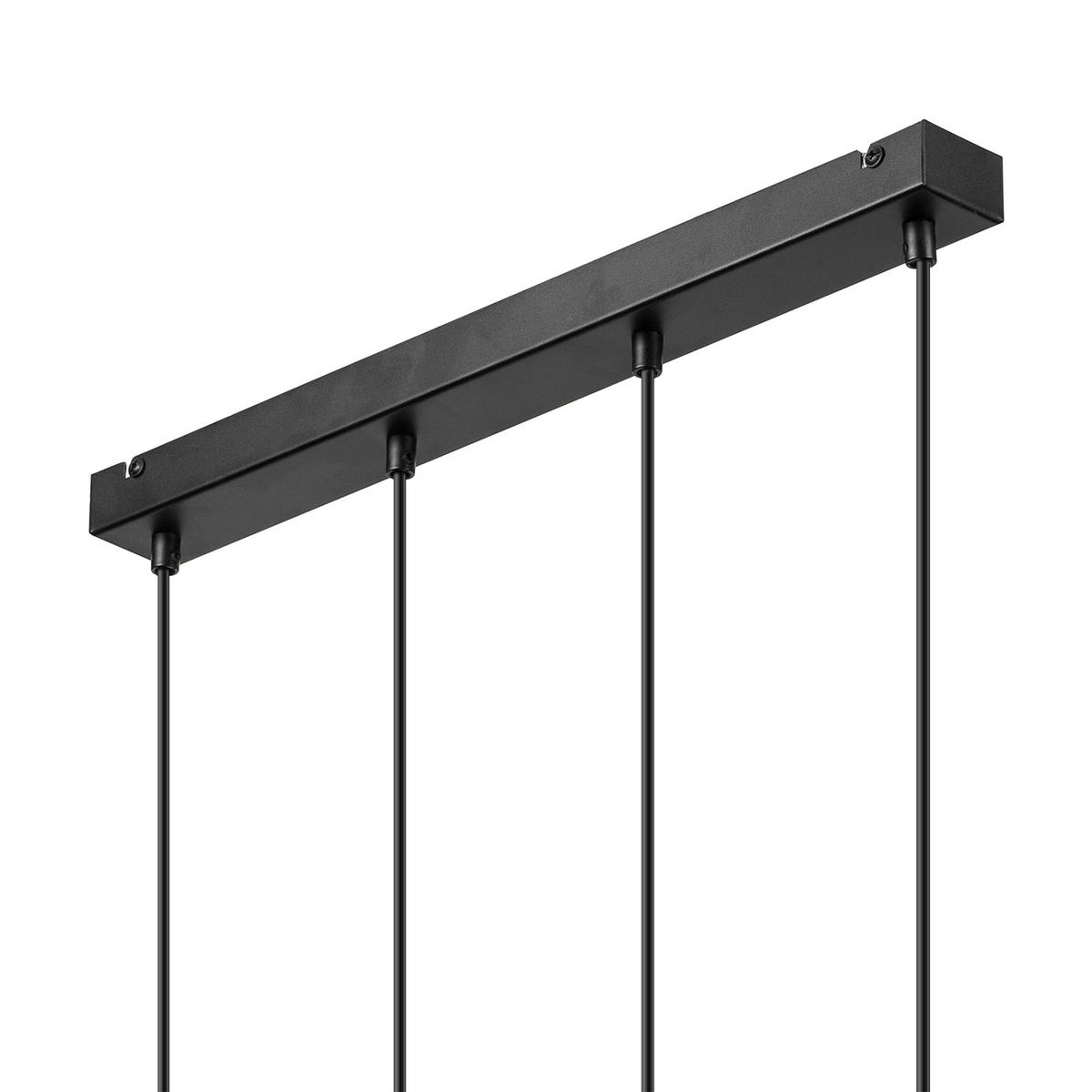 Lamkur Hängeleuchte Eiche schwarz Stahl Holz B/H/L: ca. 11x84x57 cm E27 4 Brennstellen Nolan - Eiche/schwarz (57,00/11,00/84,00cm) - Lamkur
