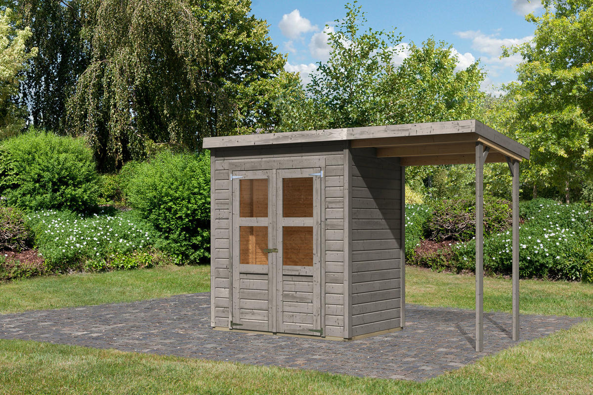 Karibu Gartenhaus Tony 0 grau B/H/T: ca. 182x219x126 cm Tony 0 - grau (182,00/219,00/126,00cm) - Karibu