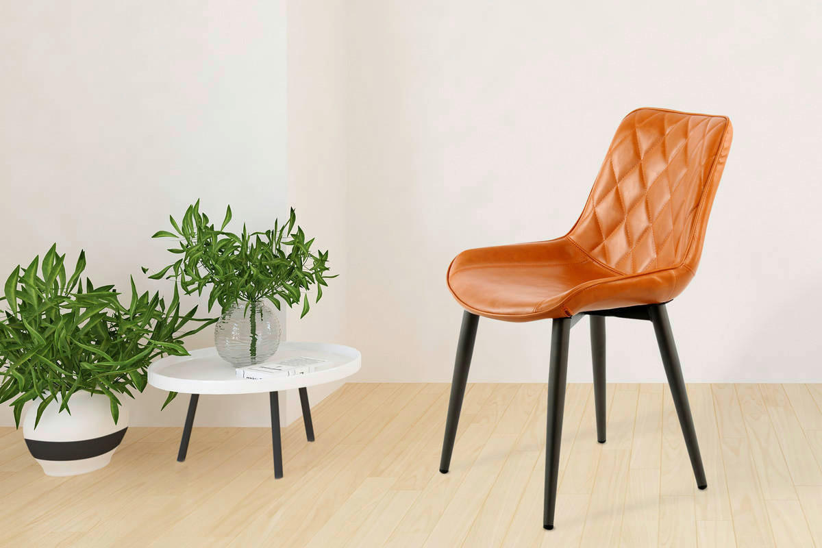 Stuhl Cecil 100 2er orange Kunstleder B/H/T: ca. 51x80x57 cm Cecil 100 2er - orange/schwarz (51,00/80,00/57,00cm) - 360 Living