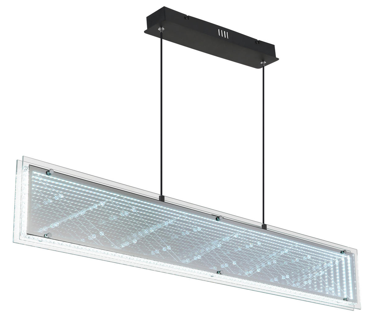 GLOBO Hängeleuchte klar schwarz Aluminium Glas Kunststoff B/H/L: ca. 8x120x113 cm 1.0 Brennstellen Mirrora - klar/schwarz (113,00/8,00/120,00cm) - GLOBO