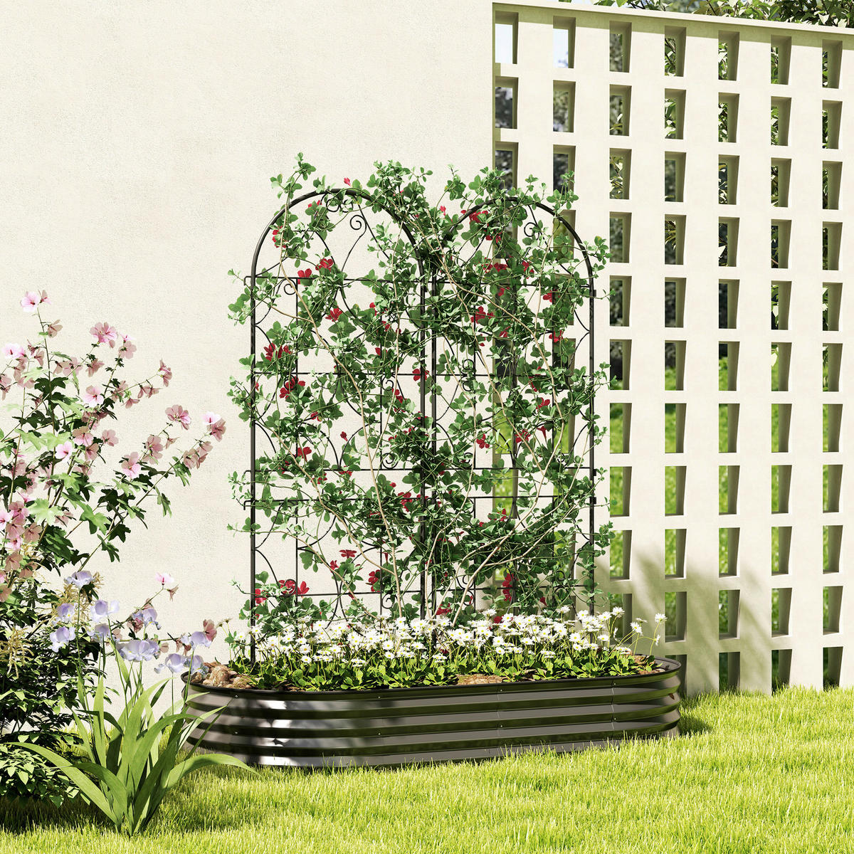 Outsunny Rankgitter schwarz B/H/L: ca. 1,3x150x50 cm Rankgitter - schwarz (50,00/1,30/150,00cm) - Outsunny