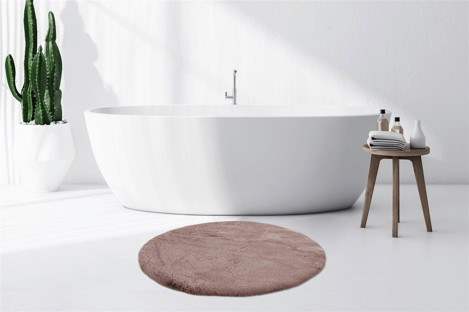Kayoom Hochflorteppich Badematte Rabbit 525 rosa B/H/L: ca. 100x3,5x100 cm Badematte Rabbit 525 - rosa (100,00/100,00/3,50cm) - Kayoom