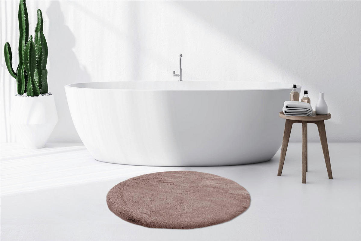 Kayoom Hochflorteppich Badematte Rabbit 525 rosa B/H/L: ca. 100x3,5x100 cm Badematte Rabbit 525 - rosa (100,00/100,00/3,50cm) - Kayoom