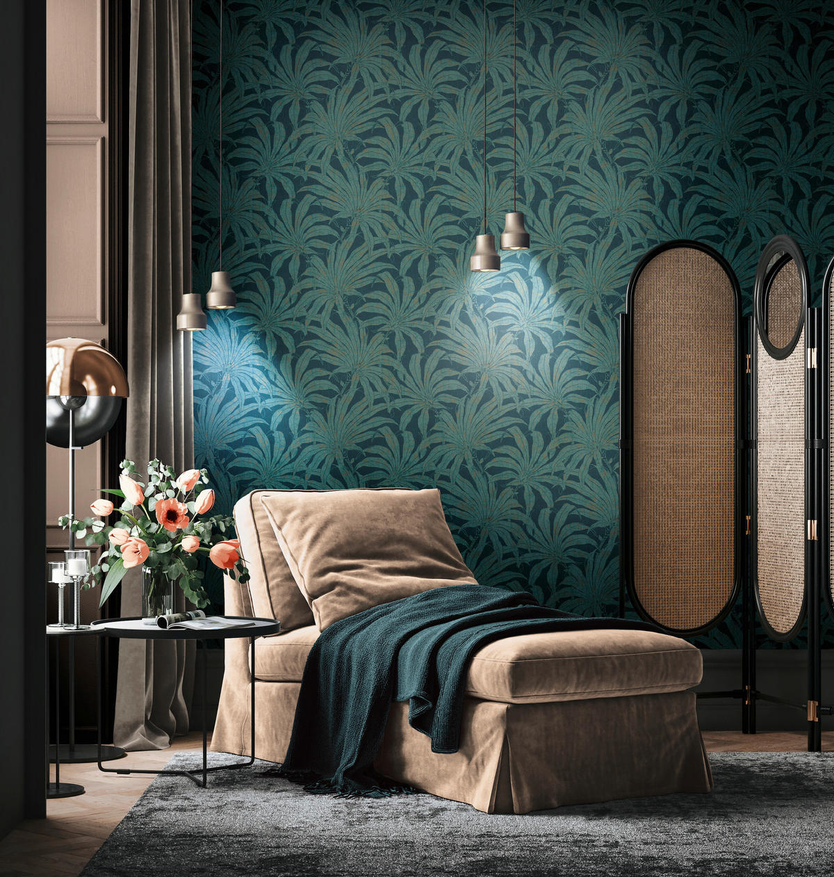 A.S.Creation Vliestapete blau gold petrol B/H/D: ca. 53x1005x9,2 cm Vliestapete - blau/gold (9,20/1005,00cm) - A.S.Creation