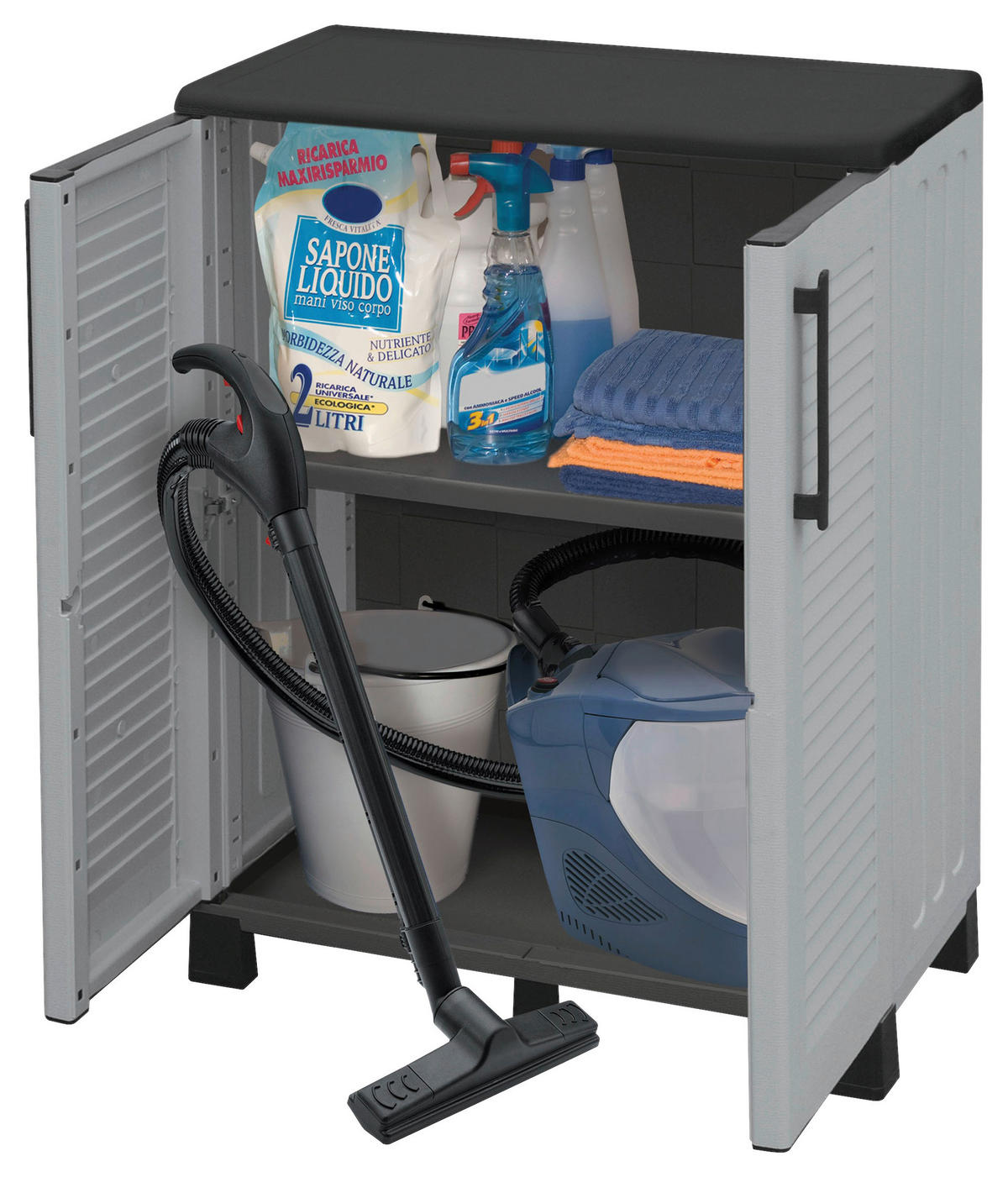 ArtPlast Kunststoffschrank Family niedrig grau Kunststoff B/H/T: ca. 68x85x37,5 cm Family niedrig - grau (68,00/85,00/37,50cm) - Artplast