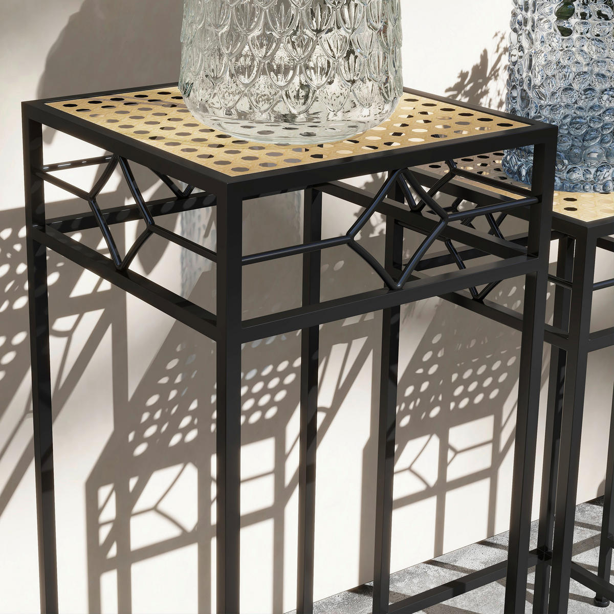 Outsunny Pflanzständer gold Edelstahl B/H/L: ca. 28x28x66 cm Blumenständer-Set - gold (66,00/28,00/28,00cm) - Outsunny