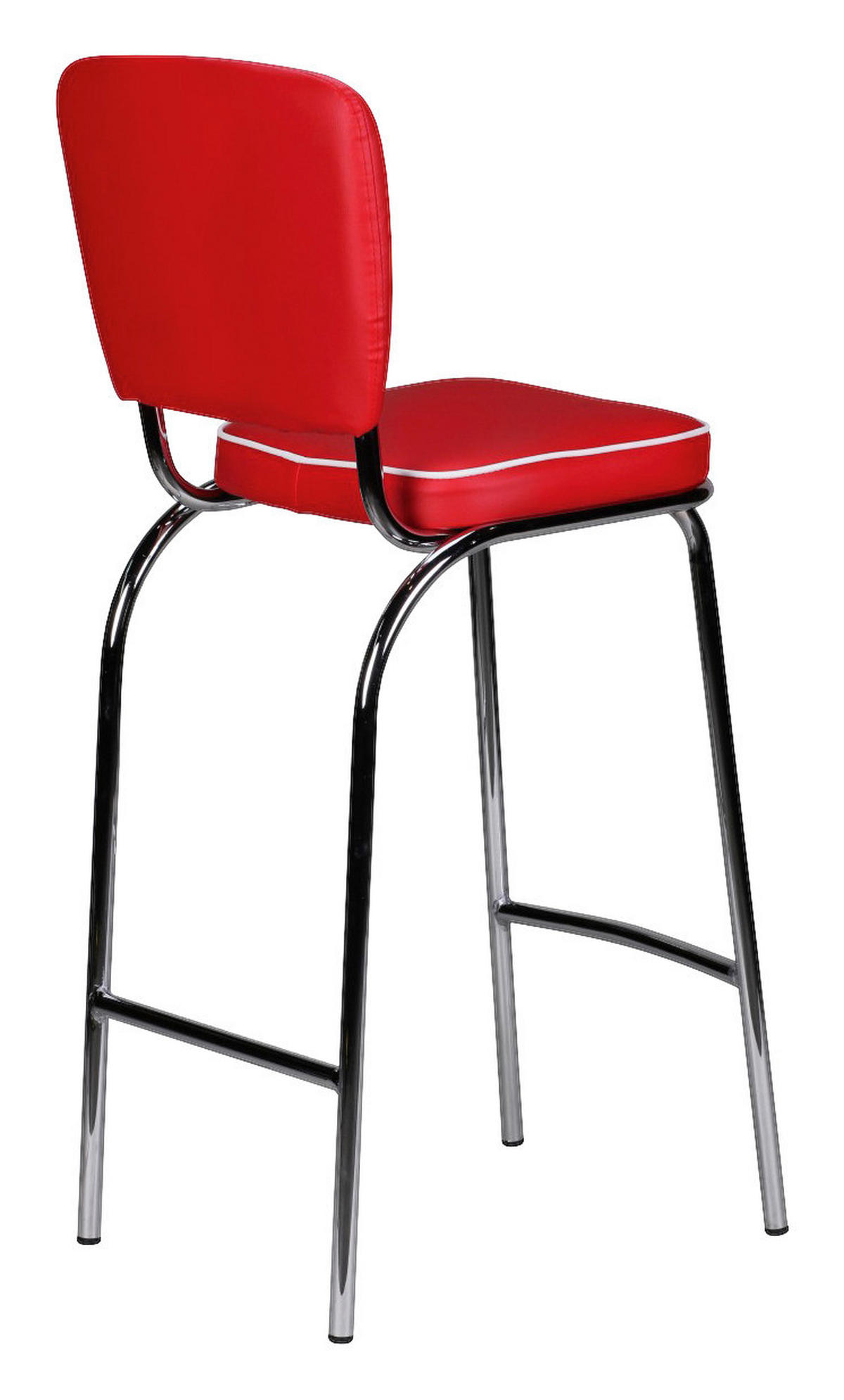 Barhocker rot weiß Chrom Kunstleder Stoff Chrom B/H/T: ca. 40x110x38 cm Barstuhl American Diner - weiß/rot (40,00/110,00/38,00cm) - Wohnling