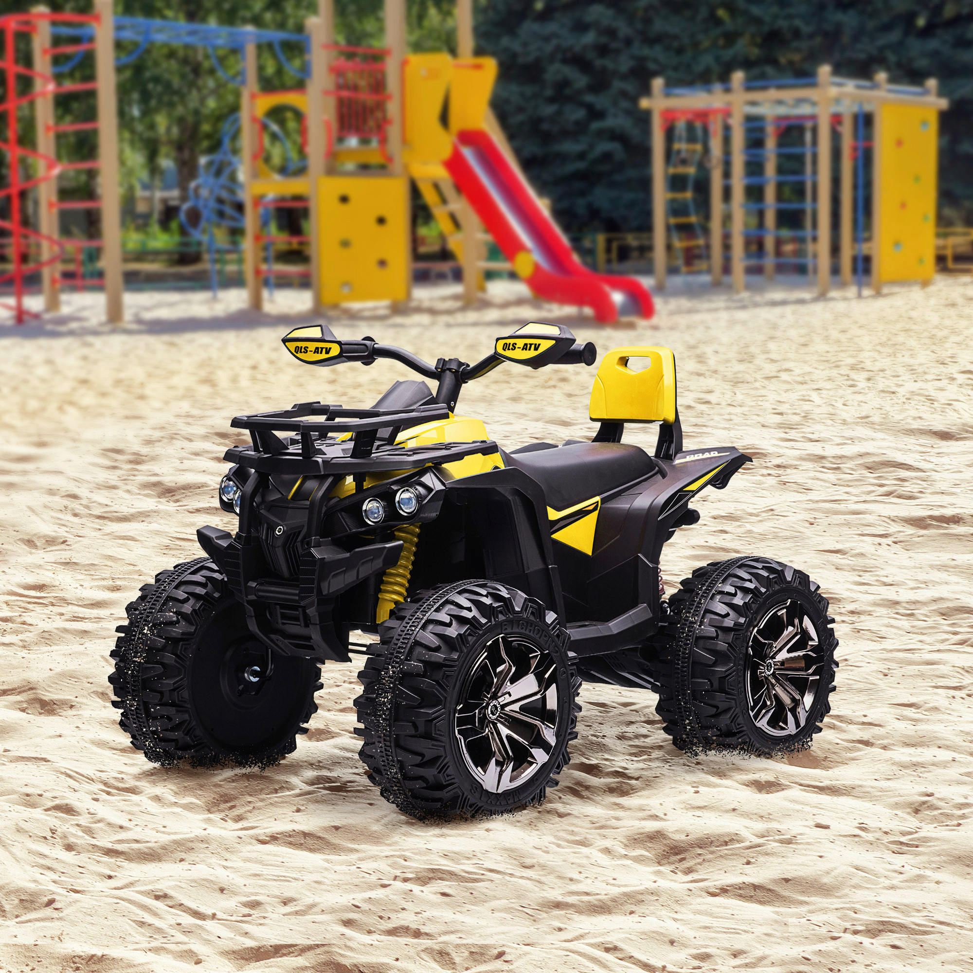 HOMCOM Kinderauto gelb B/H/L: ca. 65x100x73 cm Kinder-Elektrofahrzeug - gelb (73,00/65,00/100,00cm) - HOMCOM