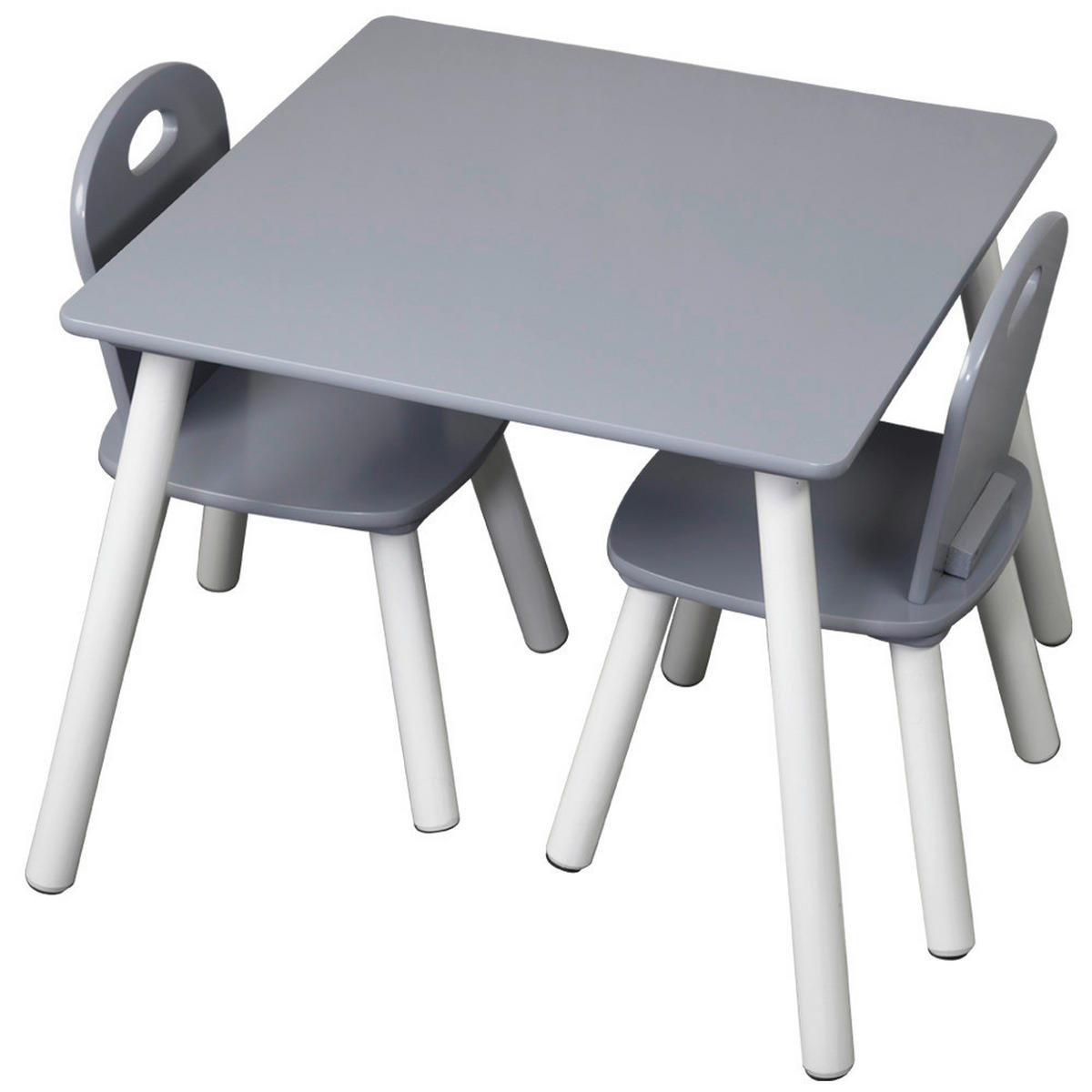 Kesper Kindertisch mit 2 Stühlen grau Spanplatte B/H/L: ca. 55x45x55 cm Kindertisch_mit_2_Stühlen - grau (55,00/55,00/45,00cm) - Kesper