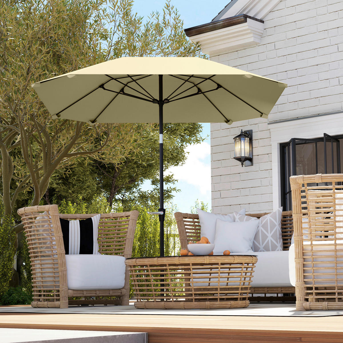 Outsunny Sonnenschirm beige Aluminium B/H/L: ca. 233x240x233 cm Sonnenschirm - beige (233,00/233,00/240,00cm) - Outsunny