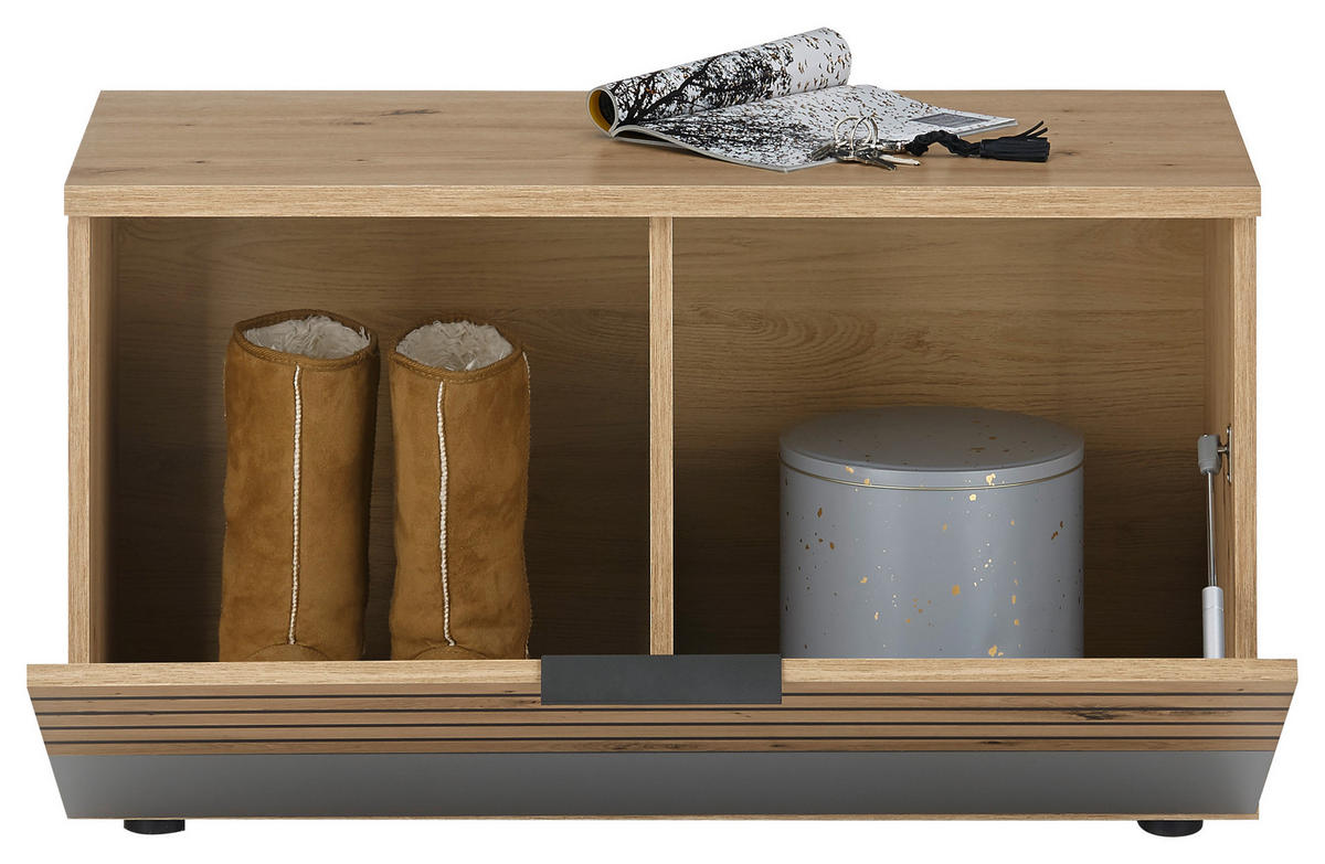 Sitzbank Milan Eiche Artisan Nachbildung grau B/H/T: ca. 85x48x38 cm Milan - Eiche/grau (85,00/48,00/38,00cm)