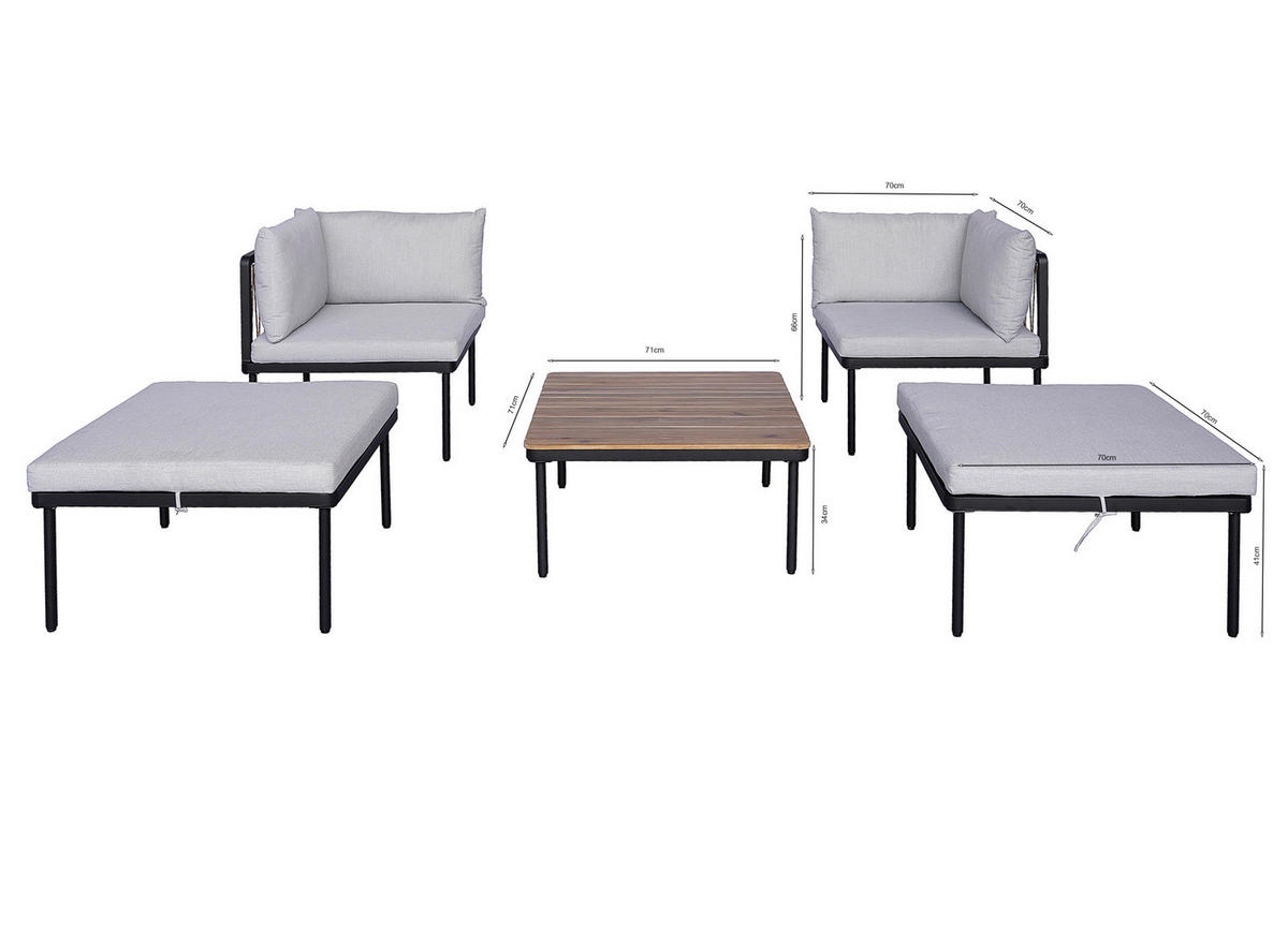 POCOline Gartensitzgruppe grau Akazie Gartensitzgruppe_5tlg. - grau - POCOline