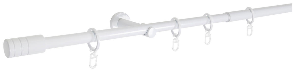 Gardinenstange weiß Aluminium ausziehbar von ca. 120 bis 210 cm 1.0 Läufe Gardinenstange_Rillcube - weiß