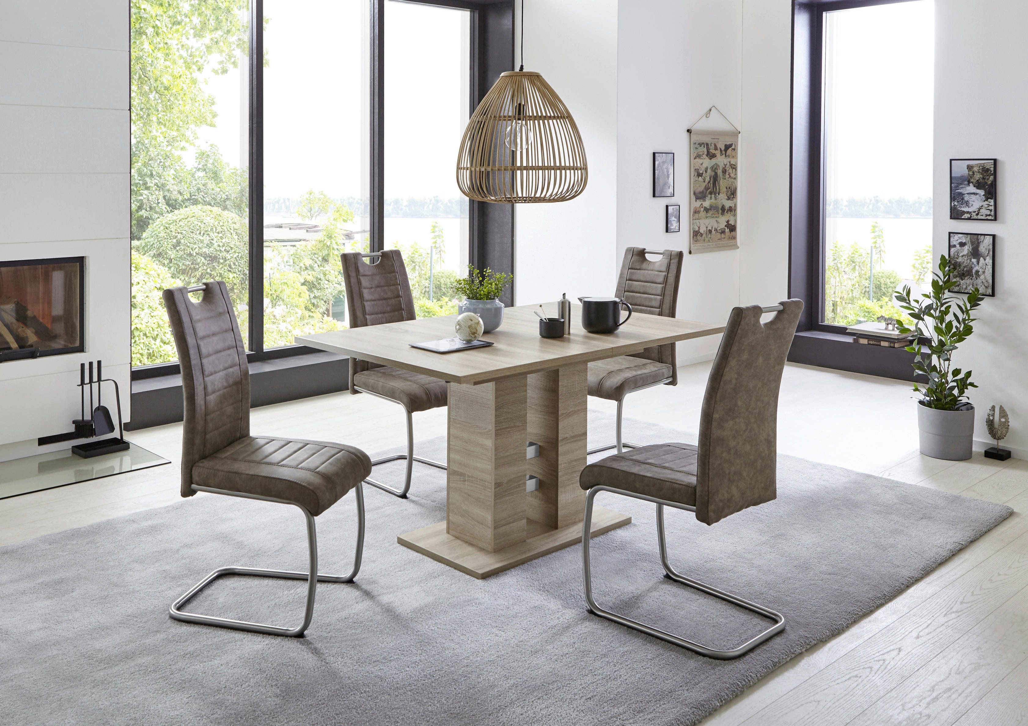 Essgruppe Ulla Eiche schlamm Holzwerkstoff B/H/T: ca. 220x76x90 cm Ulla - Eiche/schlamm (220,00/76,00/90,00cm) - Hela