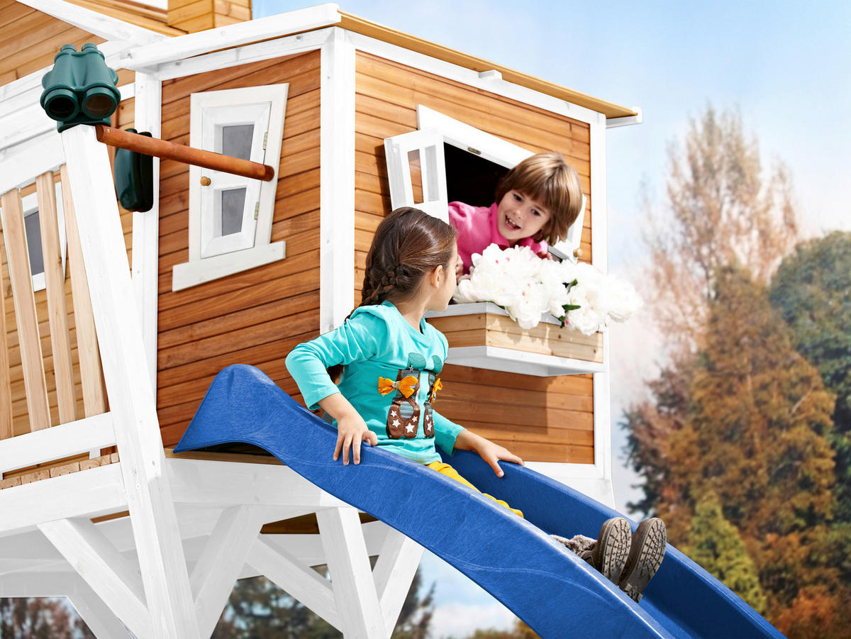AXI Spielhaus Max braun B/H/L: ca. 432x288x193 cm Max - braun/blau (193,00/432,00/288,00cm) - AXI