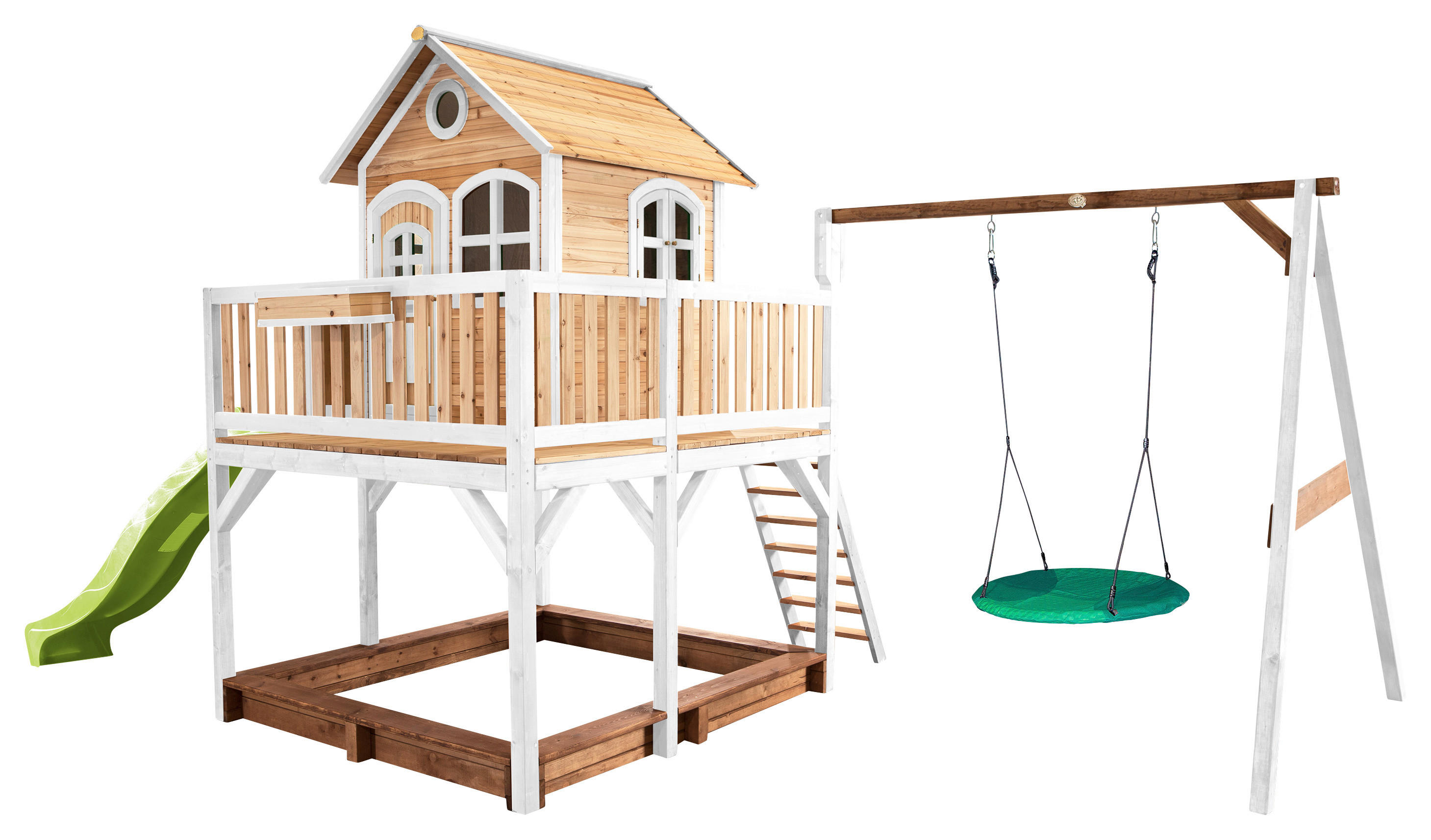 AXI Spielhaus Liam braun B/H/L: ca. 541x291x277 cm Liam - braun/weiß (277,00/541,00/291,00cm) - AXI