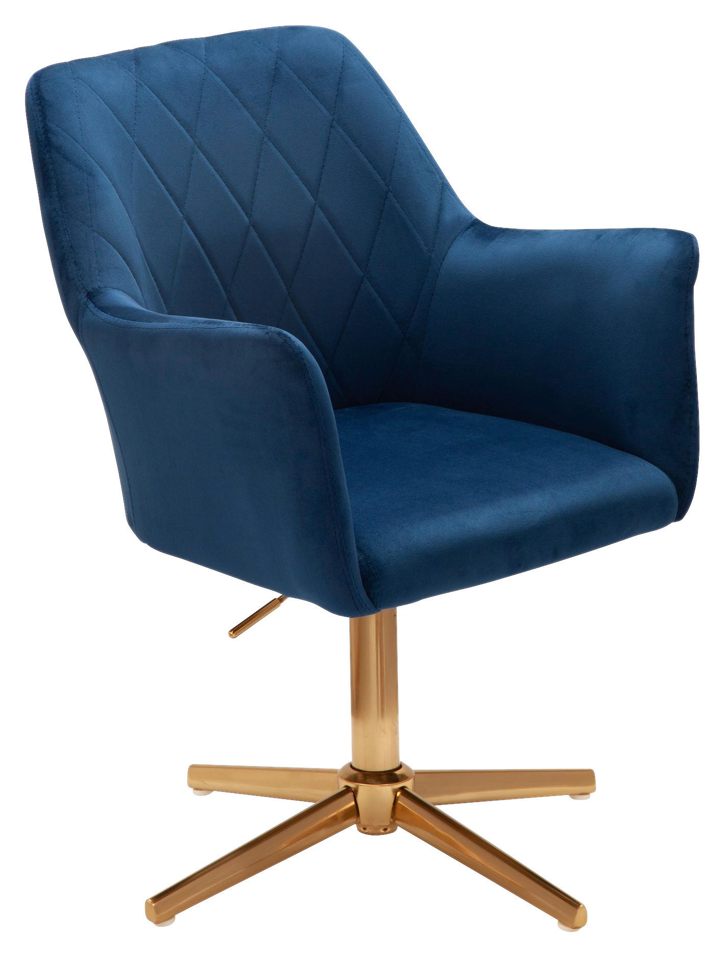 Drehstuhl blau Samt Eisen Drehstuhl - blau (55,00/97,00/55,00cm) - Wohnling