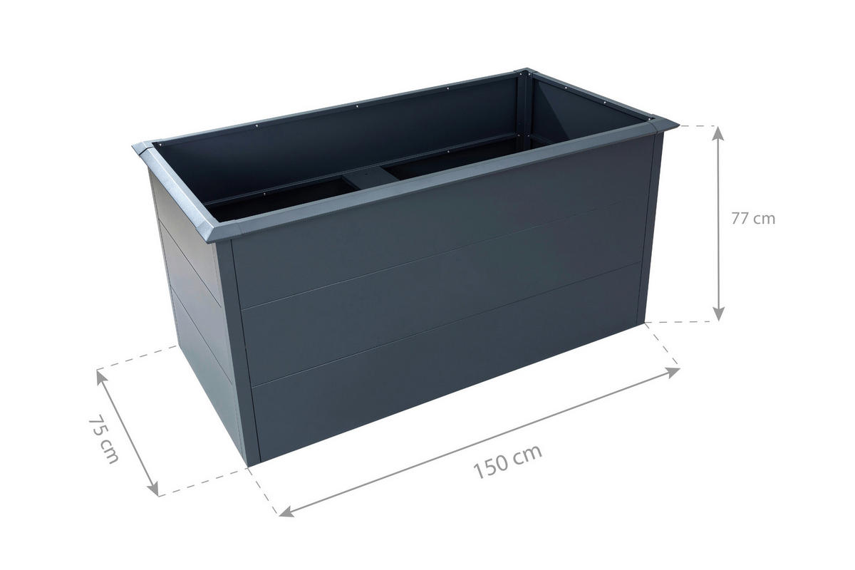 Westmann Hochbeet Primus L anthrazit Metall B/H/T: ca. 150x77x75 cm Primus L - anthrazit (150,00/77,00/75,00cm) - Westmann