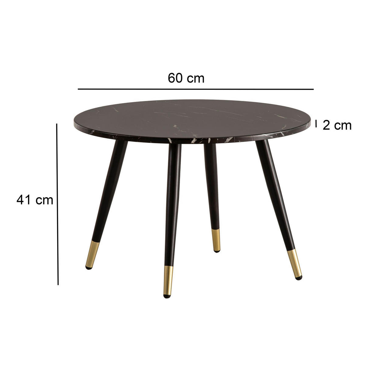 Couchtisch schwarz Marmor Optik B/H/T: ca. 60x41x60 cm Couchtisch - schwarz (60,00/41,00/60,00cm) - Wohnling