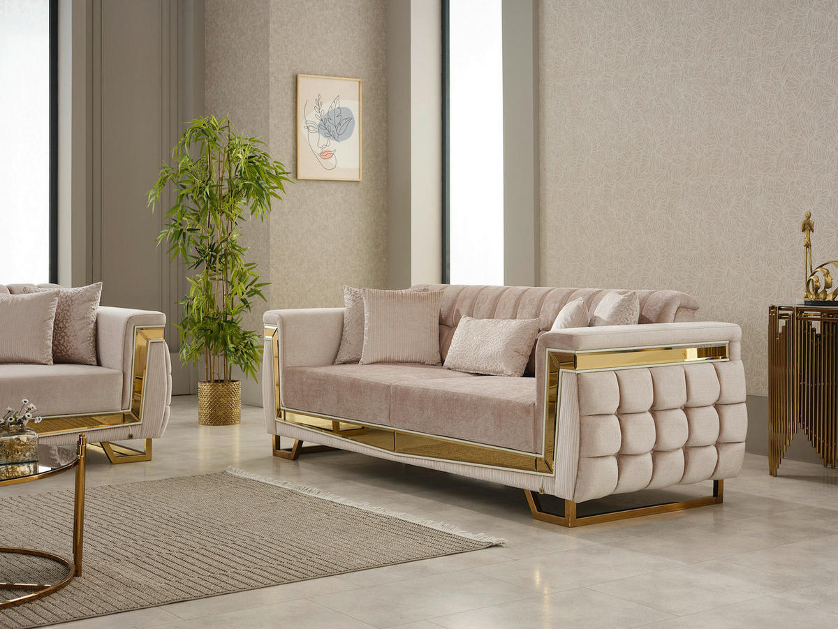 Sofa 3-2-1 Pera beige Webstoff Pera - gold/beige
