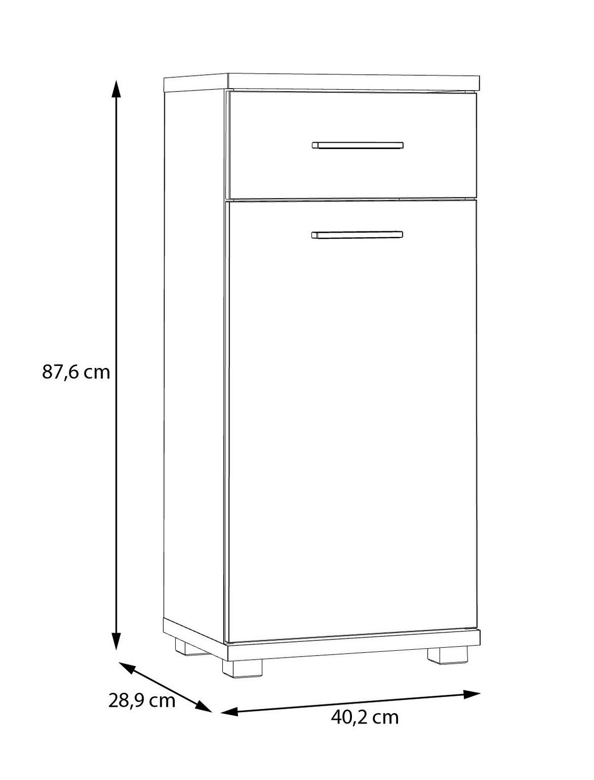 Badkommode  Eiche Artisan Nachbildung salbei B/H/T: ca. 40x88x29 cm Champ_Badkommode CMPK072-M934 - Eiche/salbei (40,00/88,00/29,00cm)