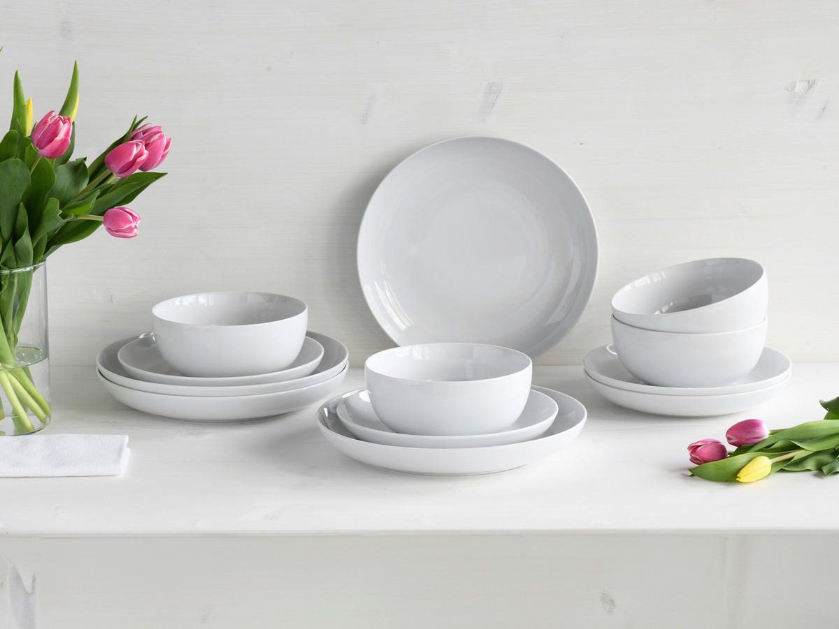 CreaTable Teller-Set Allround Weiss weiß Porzellan Allround Weiss - weiß - CreaTable