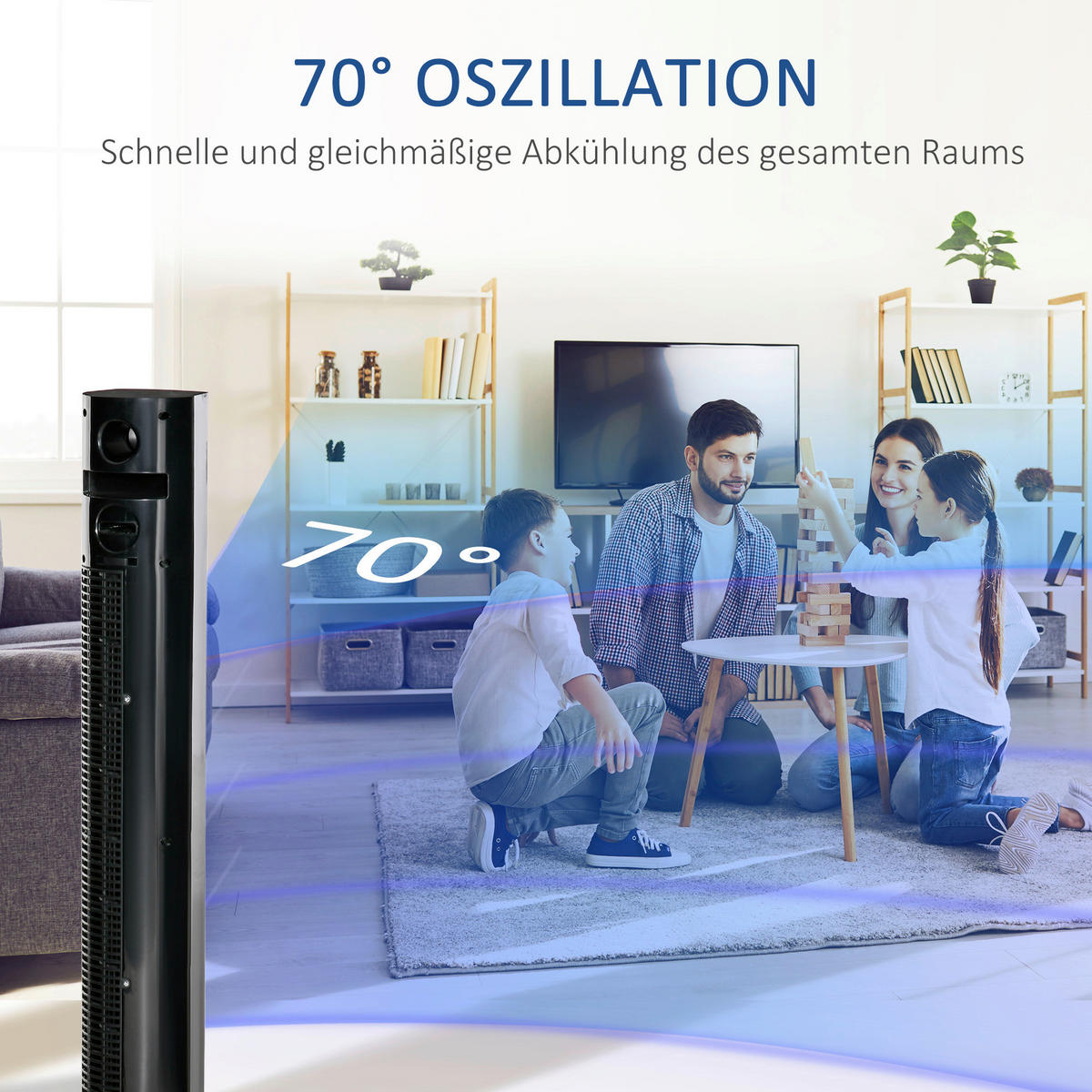 HOMCOM Ventilator schwarz Kunststoff Polypropylen Edelstahl B/H/L: ca. 31,5x31,5x117 cm Turmventilator - schwarz (117,00/31,50/31,50cm) - HOMCOM