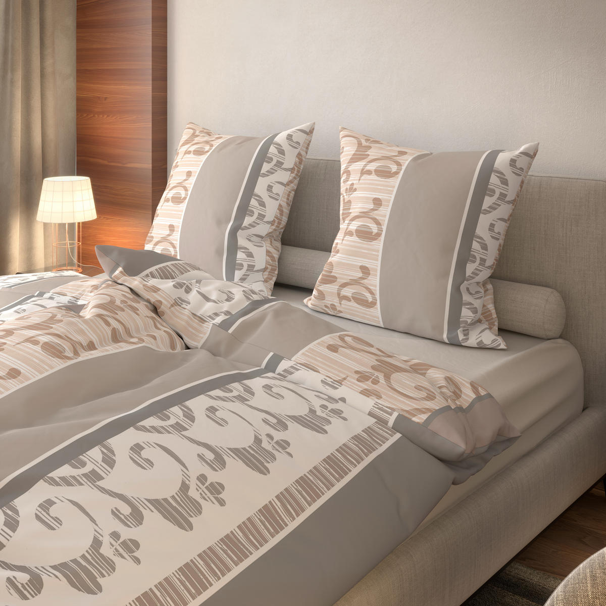Baumwoll Bettwäsche Renforce Bettwäsche_Renforce Ranke - beige (135,00/200,00cm)
