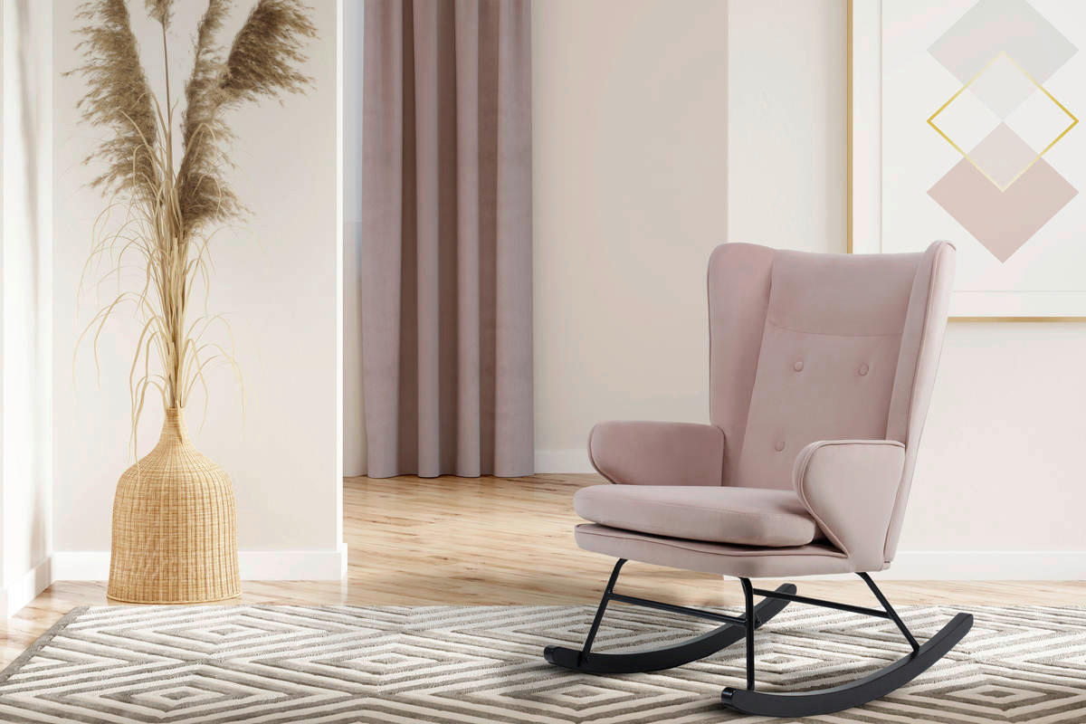 Schaukelstuhl Melorie 100 altrosa B/H/T: ca. 86x95x65 cm Melorie 100 - schwarz/altrosa (86,00/95,00/65,00cm) - 360 Living